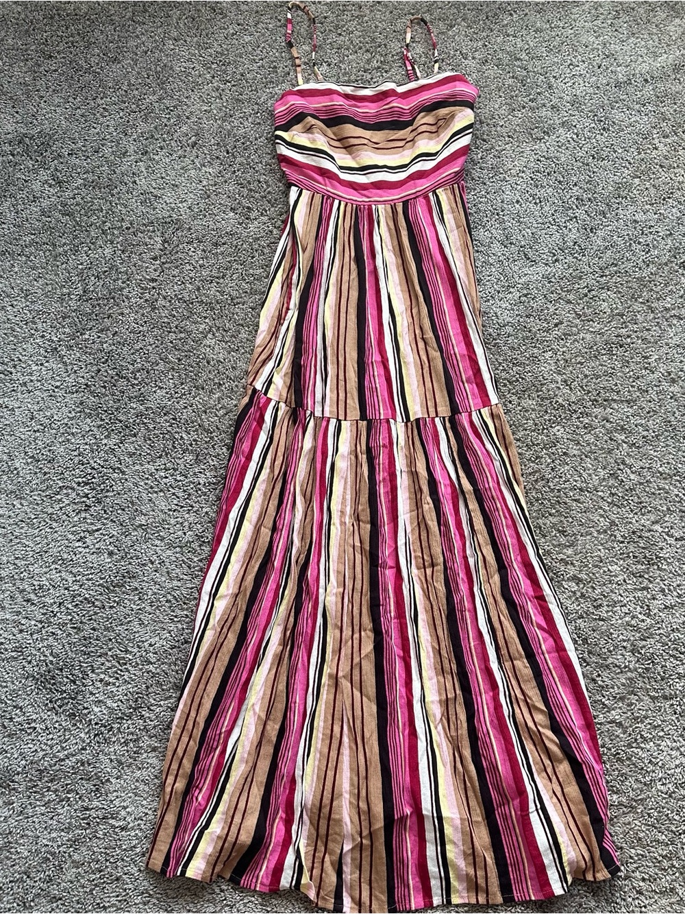 Striped Pink and Tan Maxi Sundress